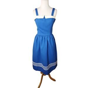 Vintage Vicky Vaughn Dress 70s Sailor Nautical Pinup Retro Fits an XS / S